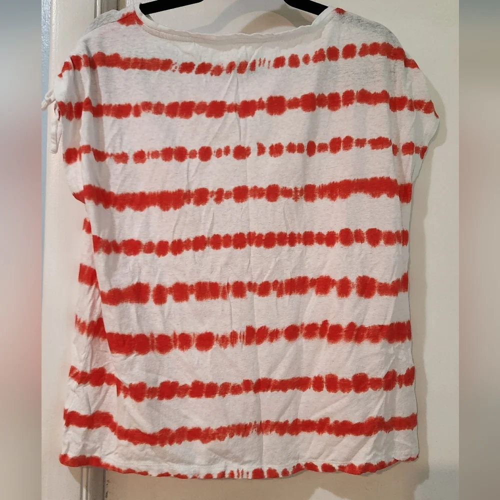 Women's Talbots Orange/Coral Striped Shirt, Size L - Picture 9 of 11